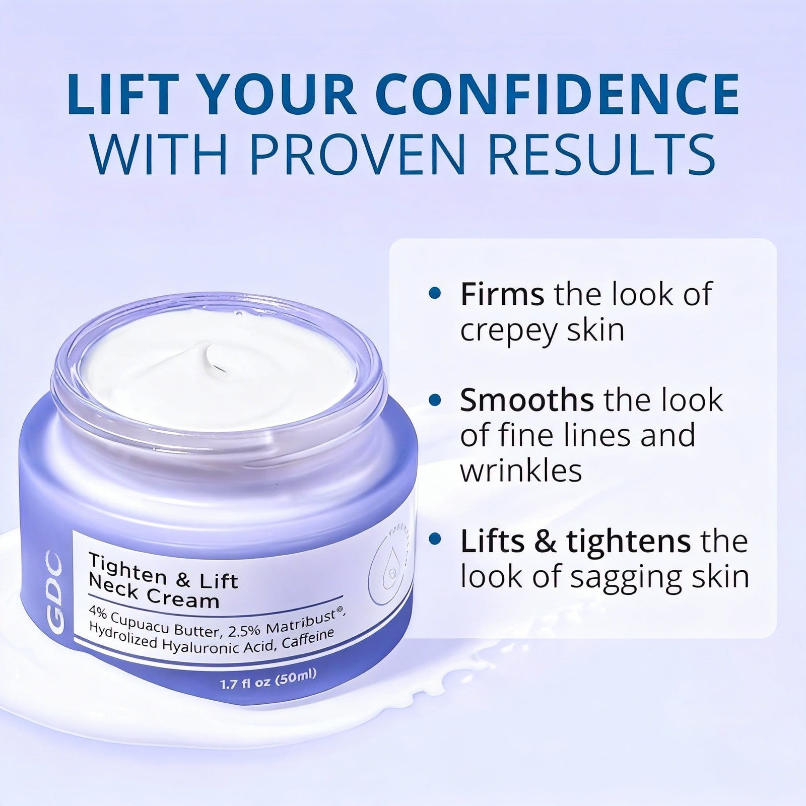 2PCS Tighten and Lift Neck Cream Firming Anti-Aging 1.7oz- Clinically Tested