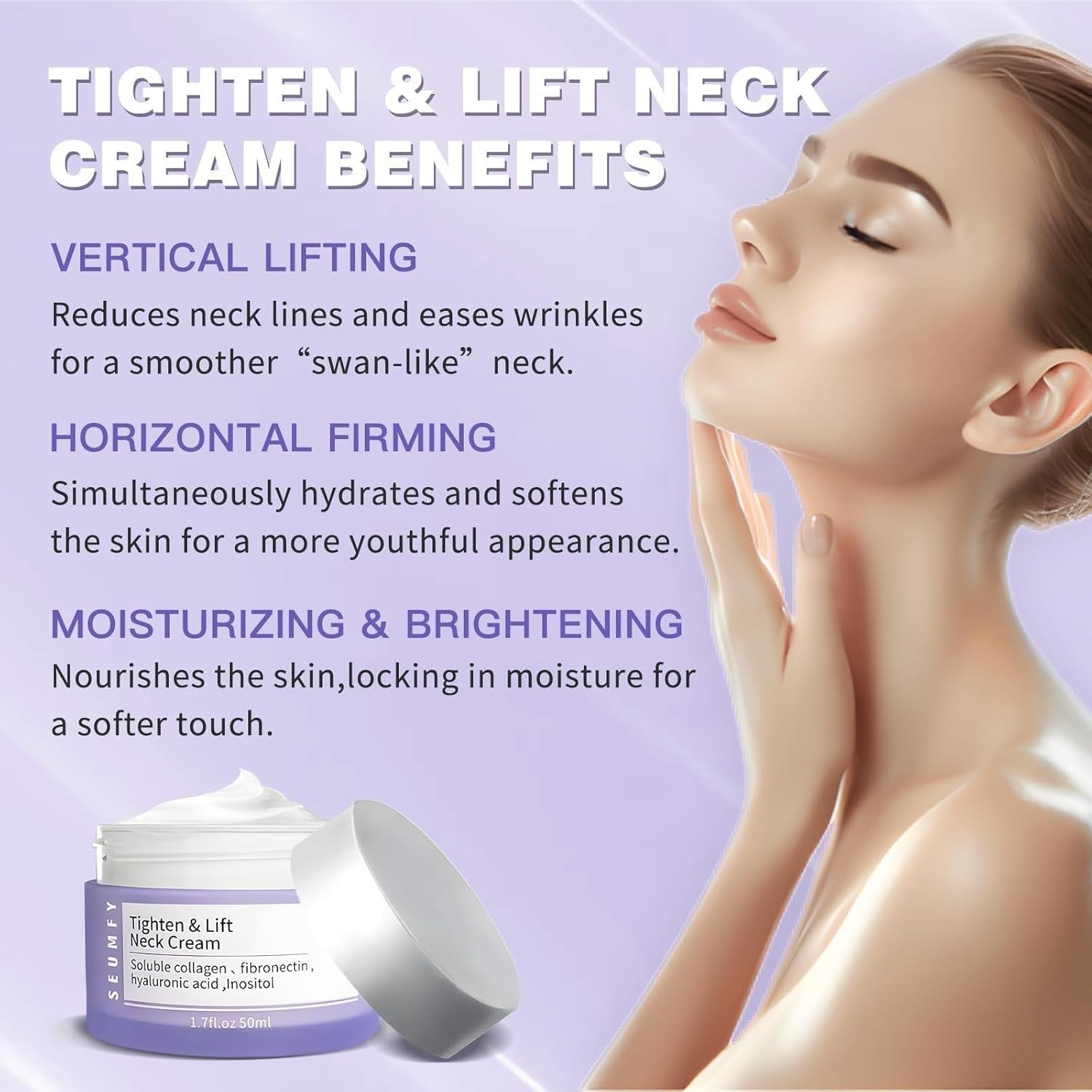 2PCS Tighten and Lift Neck Cream Firming Anti-Aging 1.7oz- Clinically Tested
